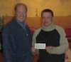 Steve Rice presenting Tony Snell with cheque for charity